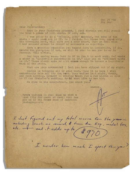 Hunter S. Thompson Letter Signed, With Funny Content -- ''...C-J wants a story on...'off-beat spots in SF.' These should make me sick enough to become a legitimate ward of the state...''